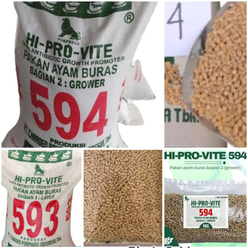 Hi-pro-vite 593 layer betina dan 594 jantan Pur pakan ayam Bangkok 1 kilo
