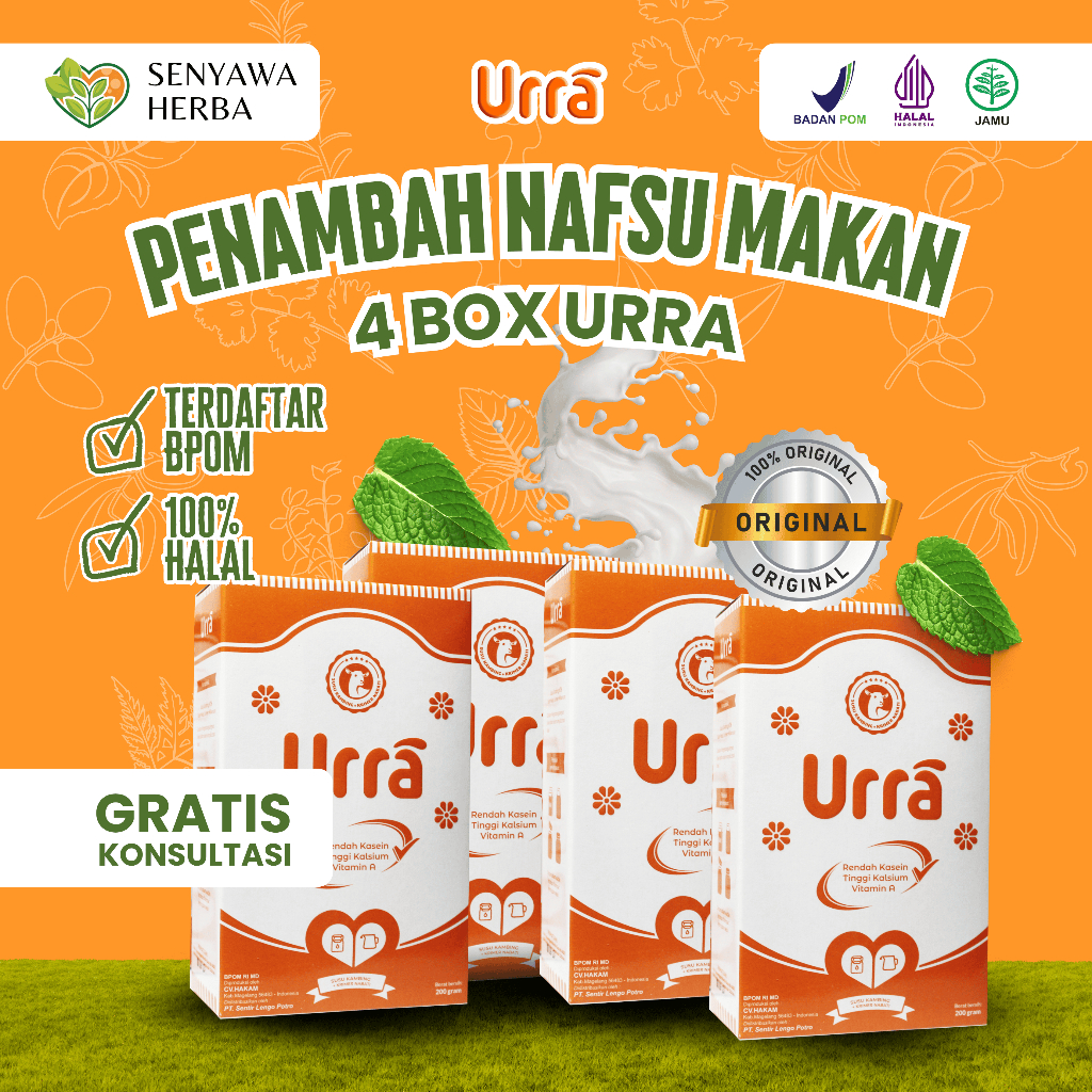 

Paket 4 Box URRA Penambah Nafsu Makan Susu Kambing Saanen Rasa Original 200gr - Susu Nutrisi Anak