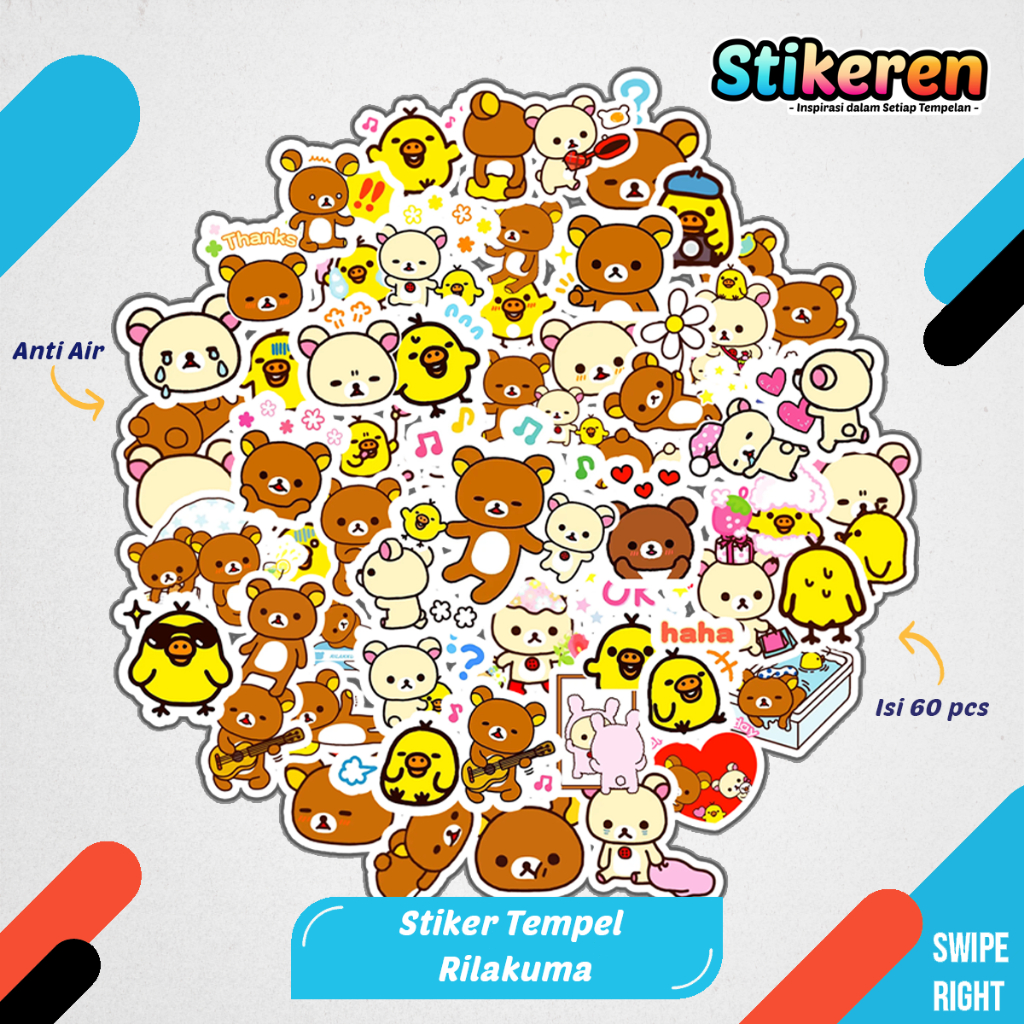 

Stiker Rillakuma Kartun Film Paper Vinyl Dekorasi Laptop Koper Tumbler Kulkas DIY