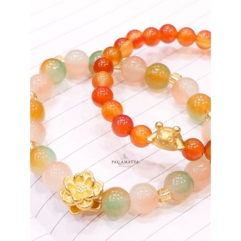 Gelang Batu Asli - Teratai & Kura-kura