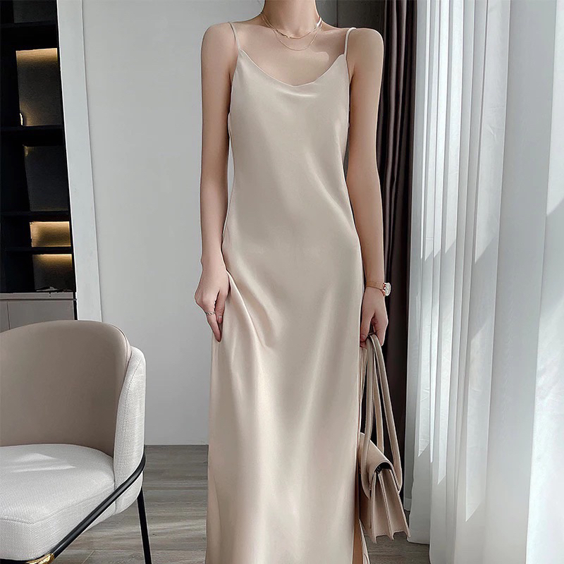 inner panjang semata kaki V neck | dalaman satin | dress satin | size xs - xxxxl jumbo big size dala