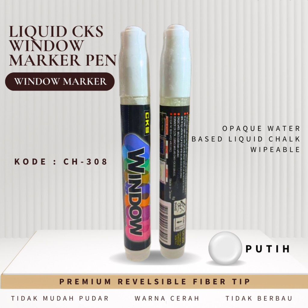 

CKS CH-308 PUTIH SPIDOL KACA GLASSBOARD WINDOW MARKER PEN