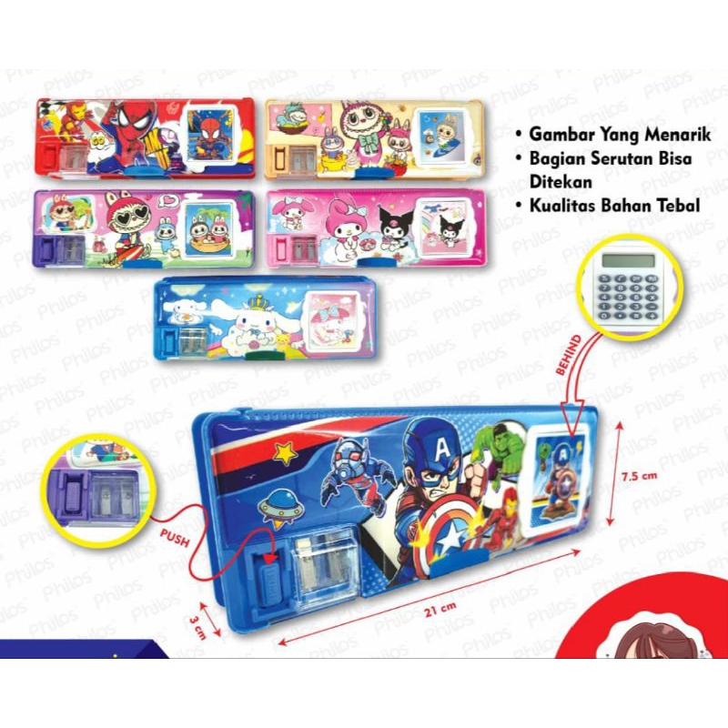 

Kotak pensil/Pensil case magnet kalkulator motif disney