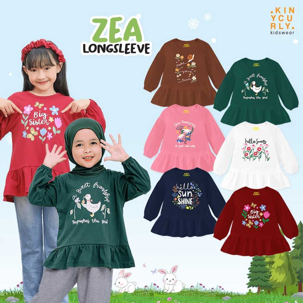 Zea Longsleve Kiny Curly Kinycurly// Tunik Anak Perempuan//Asha Pakaian Tunik Kaos Anak Perempuan