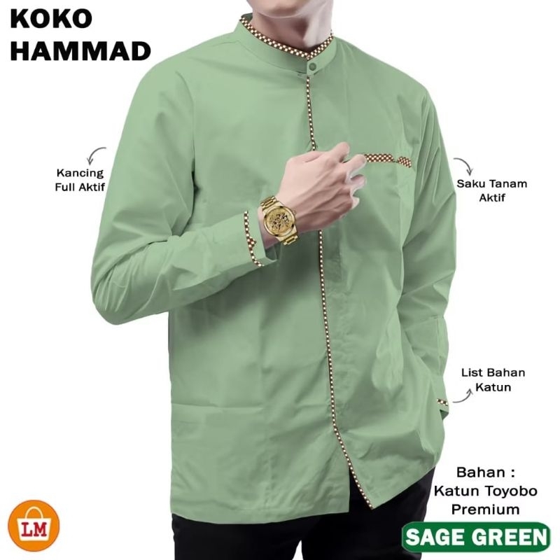 AMAD - BAJU KOKO KEMEJA KURTA PRIA LAKI LAKI DEWASA UKURAN S M L XL XXL 3XL JUMBO LENGAN TANGAN PANJ