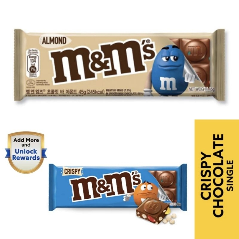 

Cokelat BAR Singapore [READYSTOCK EXP 2025-2026] INSTAN SAMEDAY JABODETABEK | M&M CHOCOLATE BAR SMALL Almond 45gr | Jajan Impor | Jastip Cokelat Original Oleh-Oleh Jastip SG Trusted READYSTOCK