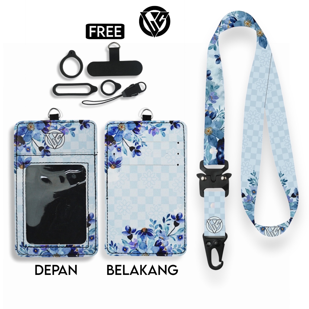 

LC.ID Lanyard Id Card Holder Leather Printing UV Tali Lanyard Holder Kulit Printing - Floral Series V5