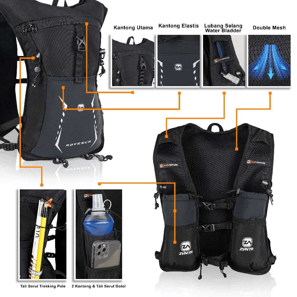 Hydropack Zarventure Rovesca Ultralight Original Tas Hydropack Tas Sepeda Tas Trail Running