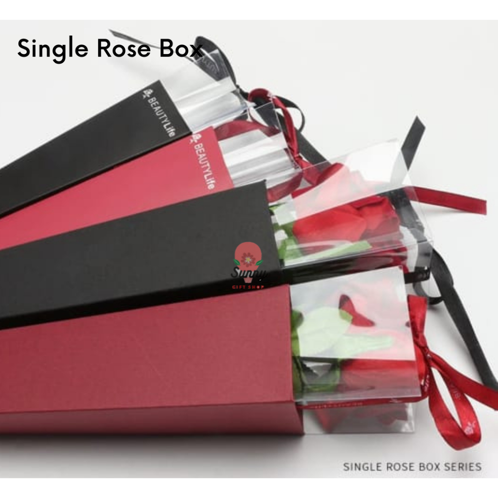 

Single Rose Box (hanya box saja) / Single Rose Box Beauty Life / Plastik Bunga Satuan / Box Bunga Satuan / Single Rose Box / Box Wrapping / Box Mika