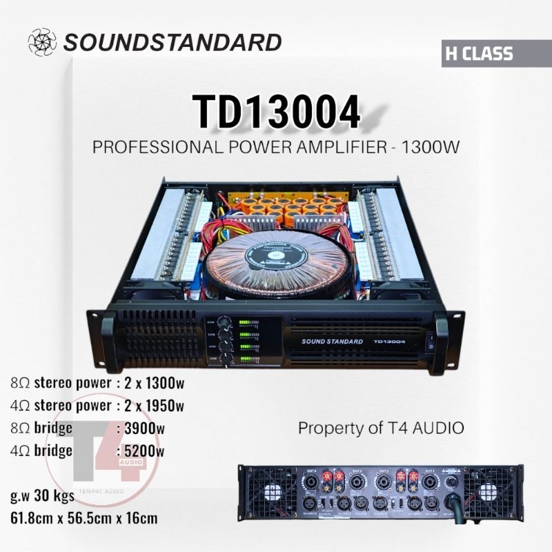 SOUNDSTANDARD TD13004 TD 13004 TD1300 Power Amplifier 4 CH - Kelas H 1300W