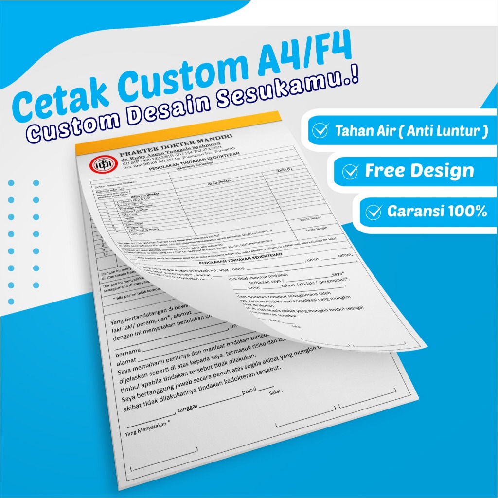 

Cetak Csutom ukuran A4 / F4 ( BEBAS CUSTOM )