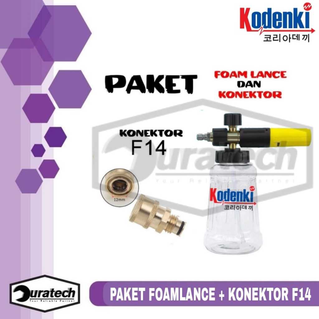 Paket Botol Salju Foam Lance Jet Cleaner Dan Connector High Preasure Foamlance Quick Release 1/4 Inc
