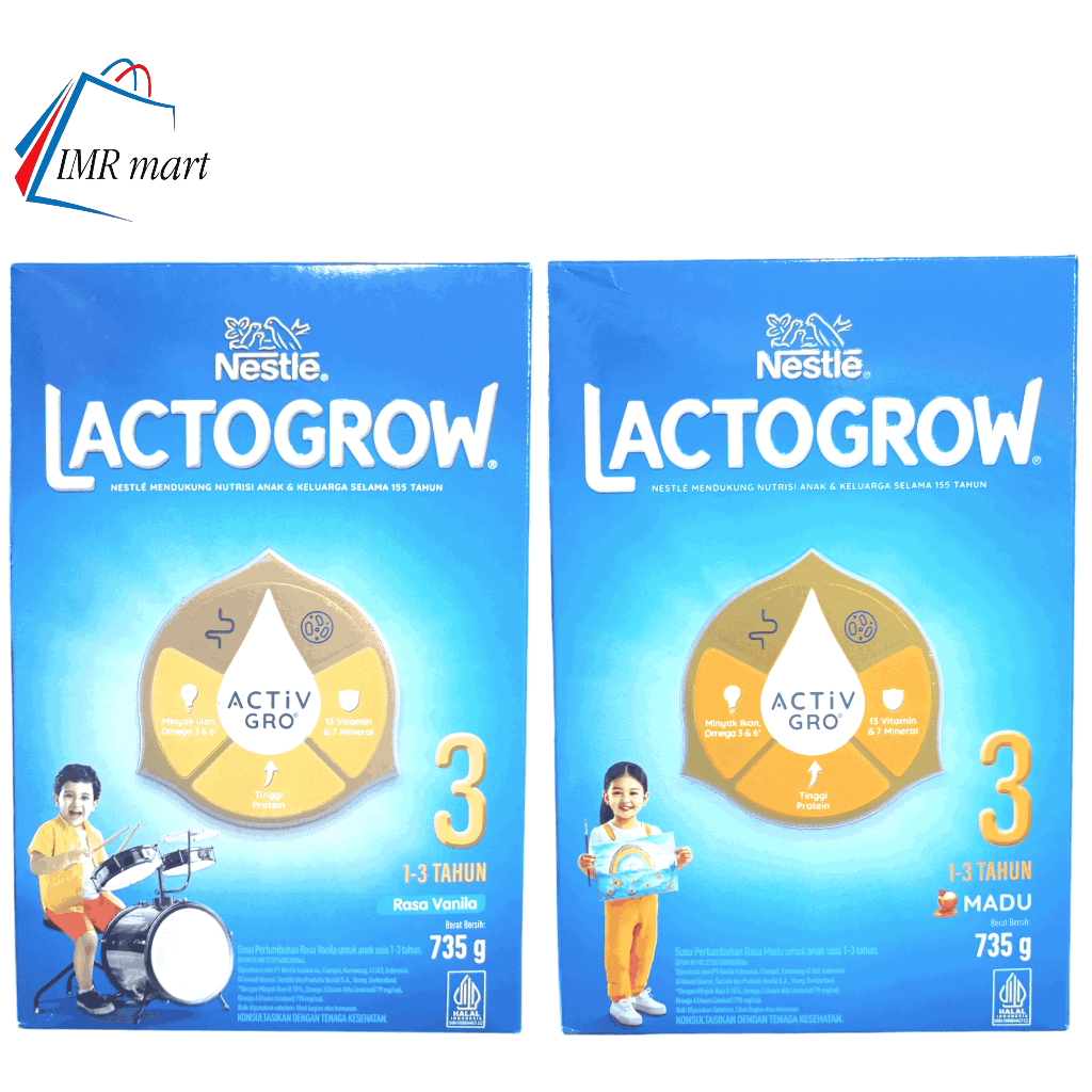 

Susu Lactogrow Usia 1-3 Tahun Rasa Vanilla & Madu Berat 735 Gram Susu Balita Susu Anak