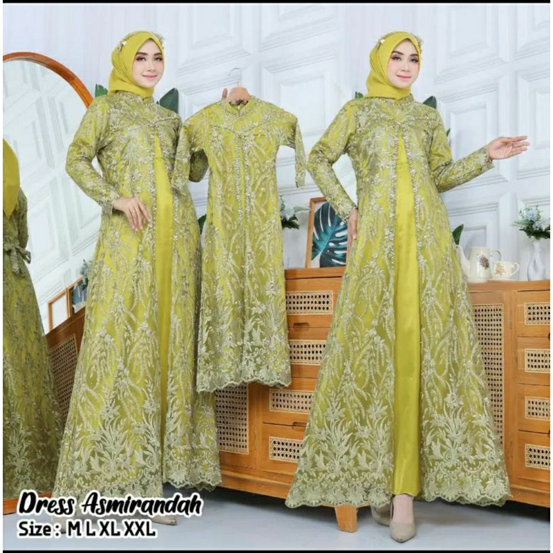 Dress Asmirandah/Dress Mewah/Gamis Lebaran Ibu Dan Anak/Gamis Couple/Gamis Kondangan/Dress Hajatan