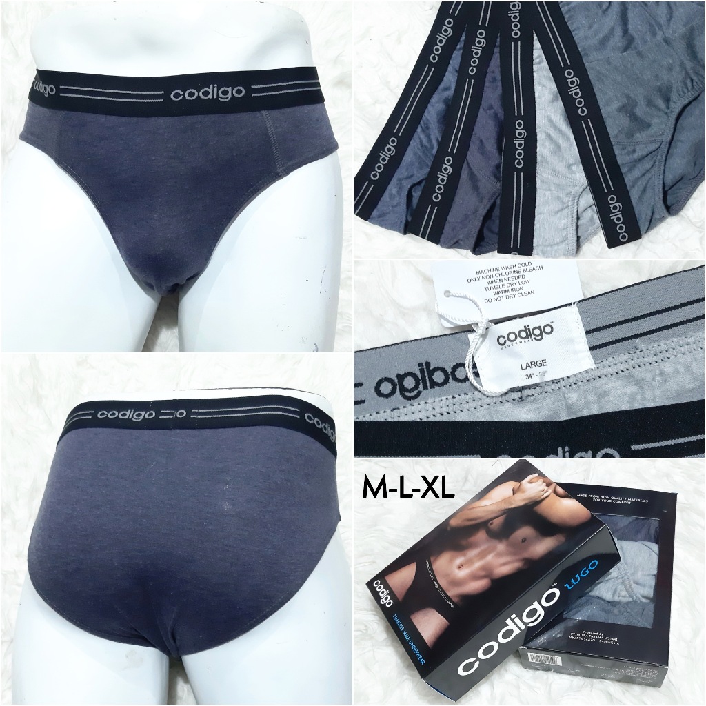 RVC75 - CODIGO 3pcs Celana Dalam Sempak Pria M L XL CD Brief Cowok Katun Polos Underwear Laki-laki I