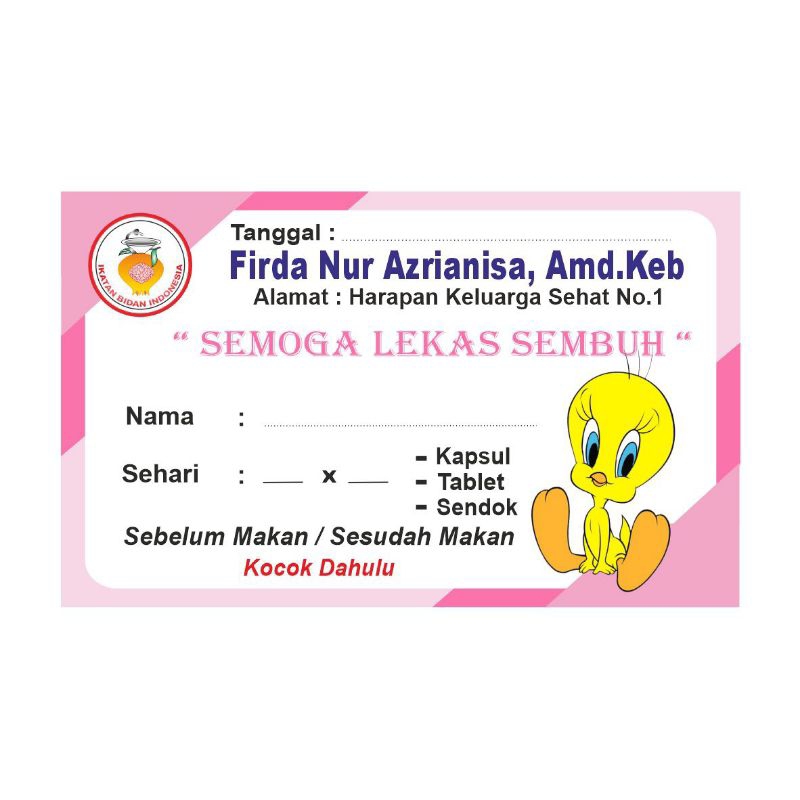 

stiker label obat tweety ( isi 50 pcs)