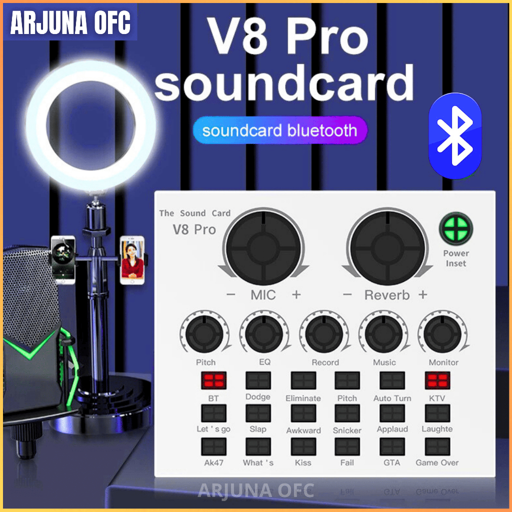 COD Vixsound V8 Pro Sound Card Bluetooth Mixer Audio Live Streaming Karaoke External Effect Board