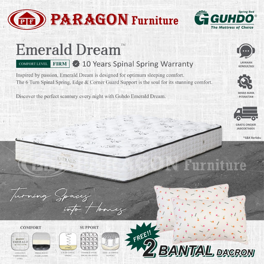 Kasur Emerald 160x200x26 - Spring bed Guhdo