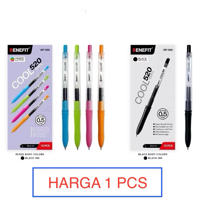 

Pulpen Gel Pen Cool 520 Tinta Hitam (mirip pulpen Kokoro)