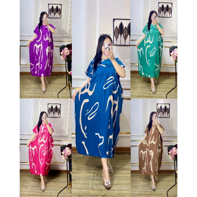 Daster lowo jumbo Ld 140cm panjang 120cm motif gelombang bahan rayon premium busui murah
