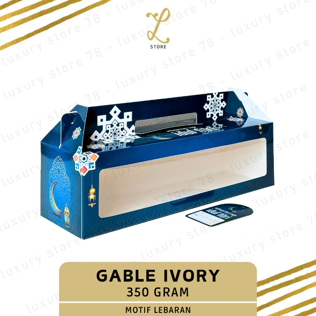 

[28X9X8 CM] (10 pcs) DUS GABLE LEBARAN IVORY 3 TOPLES TABUNG 400ML | Box Lebaran Handle Toples Tabung - Box Handle Toples Jar