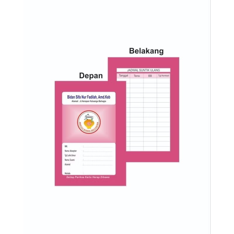 

Kartu Akseptor Bolak-balik ( isi 10 pcs)
