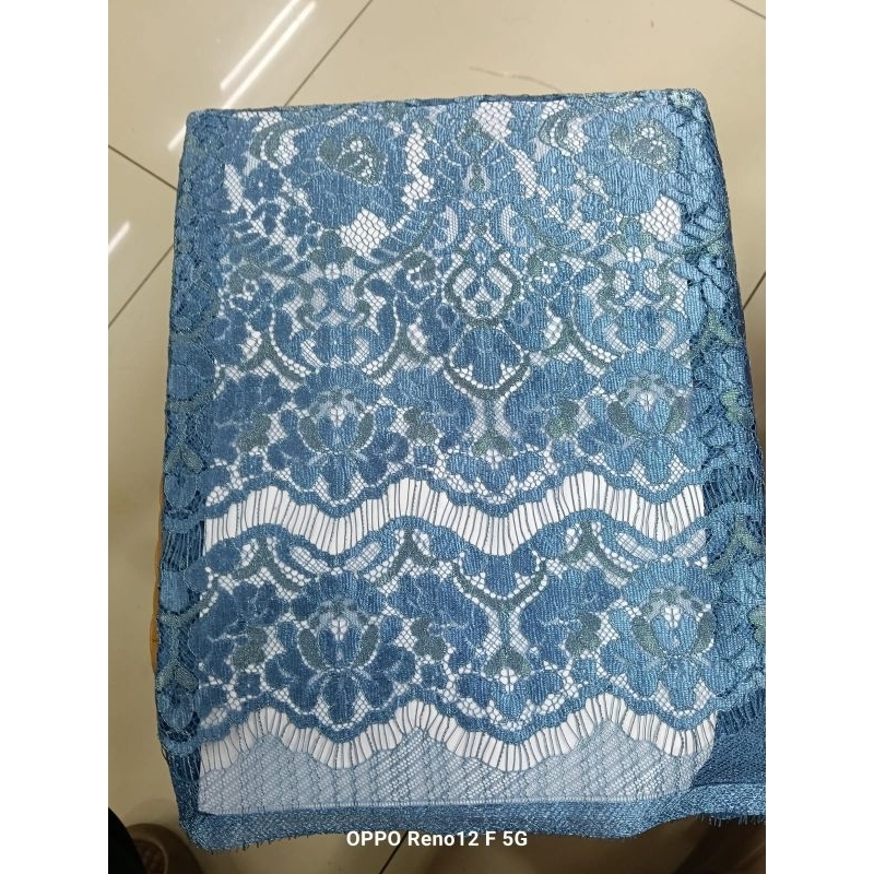 BAHAN KEBAYA BRUKAT SAINT LAURENT WARNA DENIM BLUE