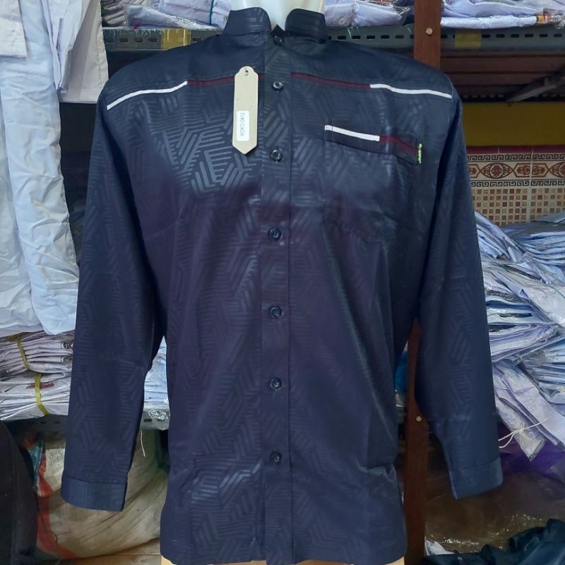 koko Lengan PANJANG AL-WAFA bahan SATIN embos SULTAN  / koko lengan PANJANG AL-WAFA bahan SATIN Embo