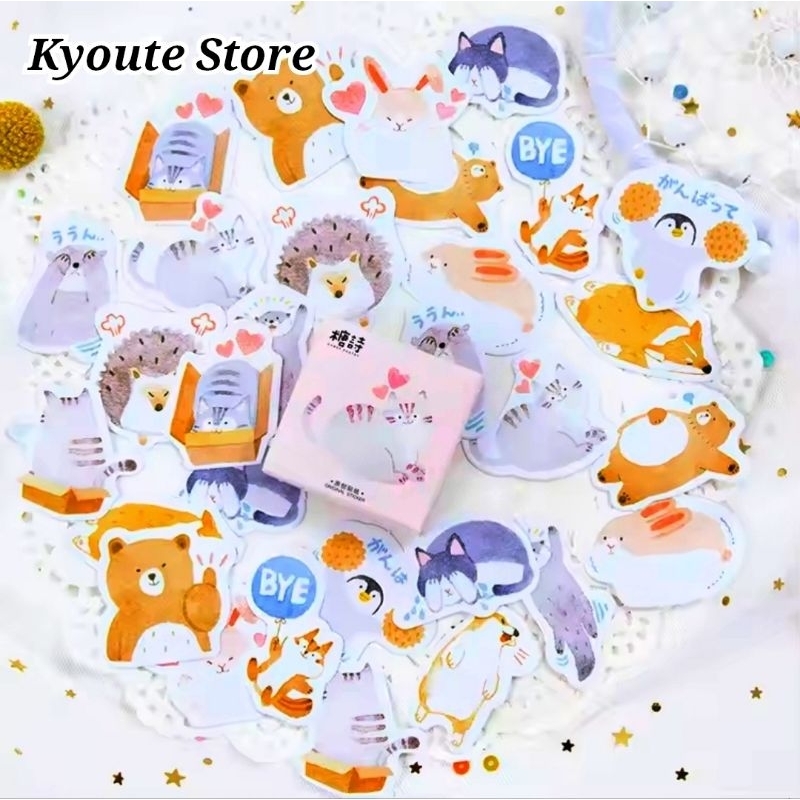 

45 pcs Sticker Cute Animal / Stiker Hewan Lucu Anak Dekorasi Journal