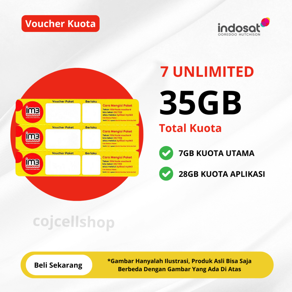 Voucher Kuota IM3 UNLIMITED 35GB 30 Hari Full 24 JAM - Voucher Kuota Indosat 35GB Masa Aktif 30 Hari
