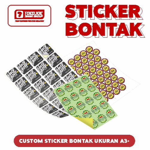 

STIKER LABEL KEMASAN BONTAK / CROMOO, HARGA EKONOMIS SUDAH DIPOTONG UK A3+