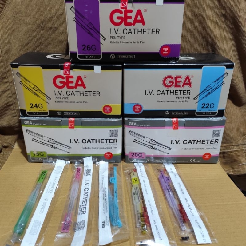 I.V catheter GEA Abbocath 18G 20G 22G 24G 26G isi 50pcs