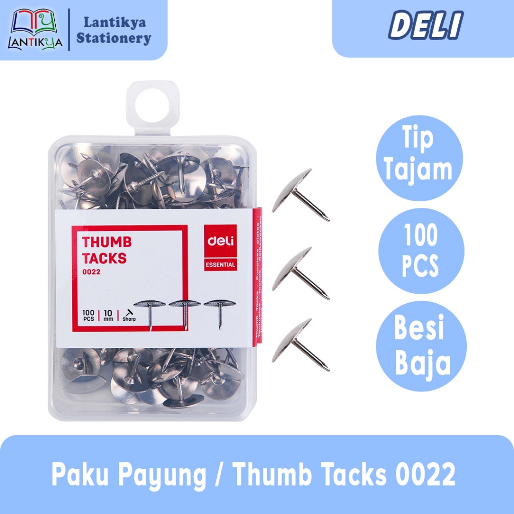 

Deli Paku Payung / Thumb Tacks 10mm 100pcs E0022