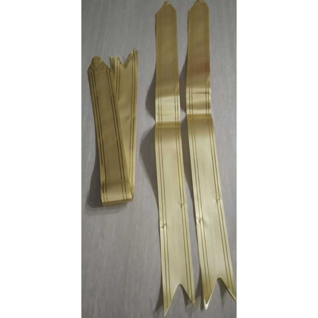 Pita Tarik LIS EMAS Hiasan Parcel / Pita Serut Warna Coklat Gold Ukuran Jumbo Jual Perpcs