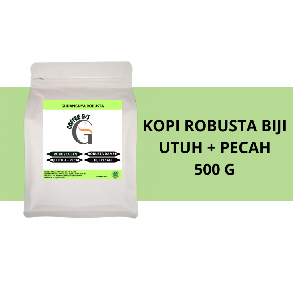 

COFFEE G/S Kopi Robusta Utuh+Pecah 500g Biji Dan Bubuk