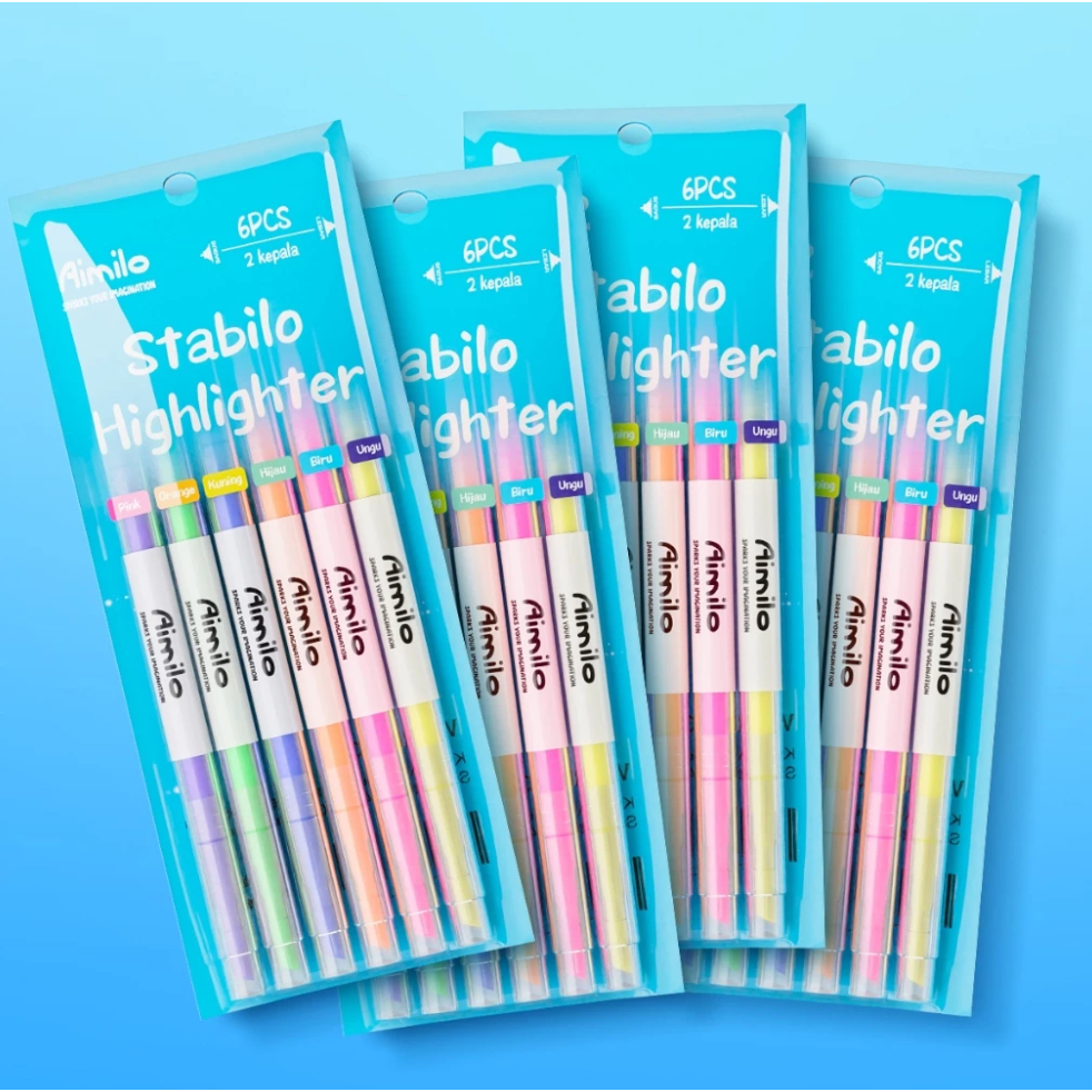 

Stabilo Pastel 1 Set Isi 6 PCS Highlighter 2 Sisi / Stabilo 6 Warna / Stabilo Cantik Viral