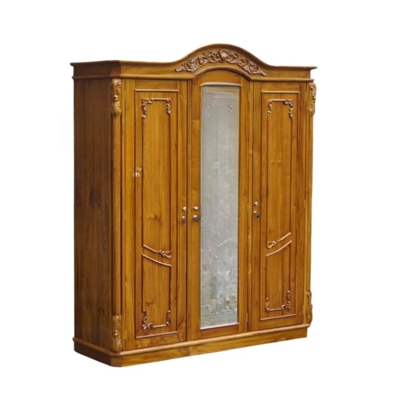 Lemari baju 3 pintu kayu jati