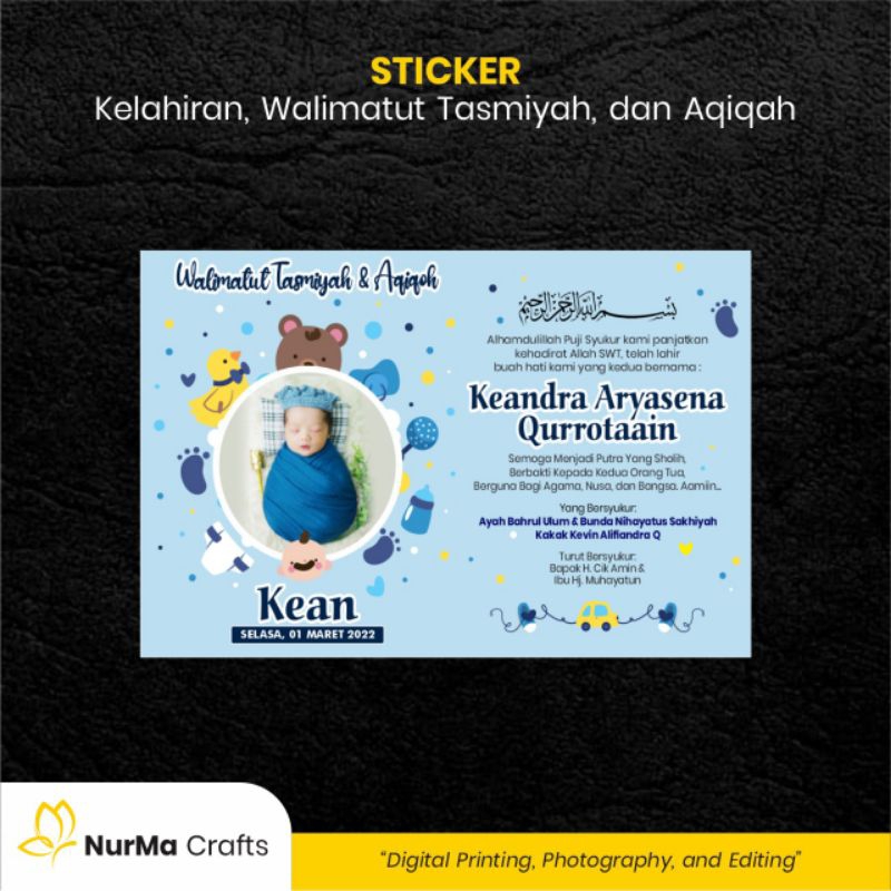 

Stiker Bayi (Walimatut Tasmiyah dan Aqiqah) - Kertas Sticker Bontak / Kertas Art Cartoon