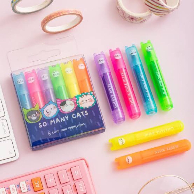 

M&G Stationery So Many Cat highlighter Mini 6pcs / stabilo pewarna kecil pen color