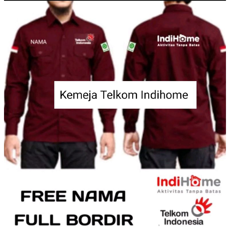 big size kemeja TELKOM INDIHOME seragam TELKOM baju kerja TELKOM INDIHOME free nama.