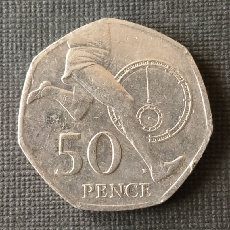Koin Kuno Inggris 50 Pence 2004 Commemorative Four Minute Mile