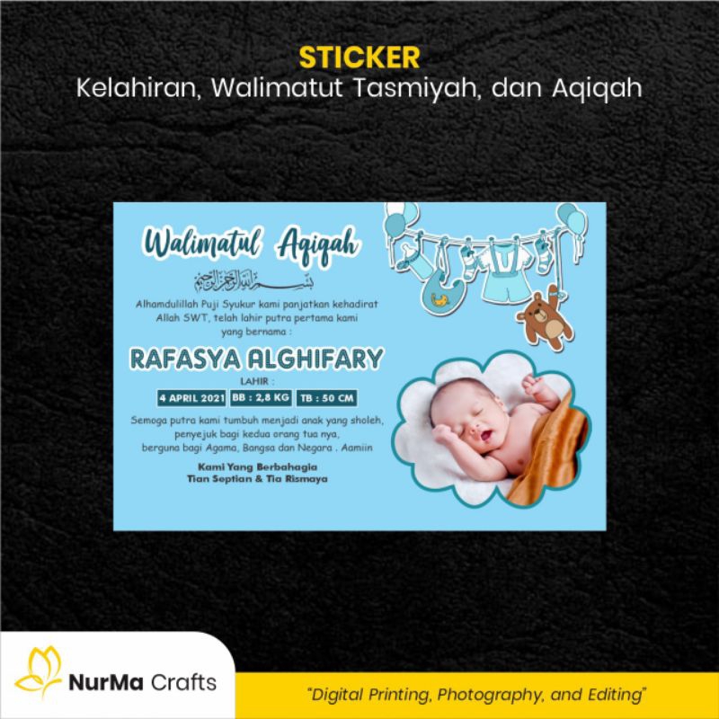 

Stiker Bayi (Walimatut Tasmiyah dan Aqiqah) - Kertas Sticker Bontak / Kertas Art Cartoon