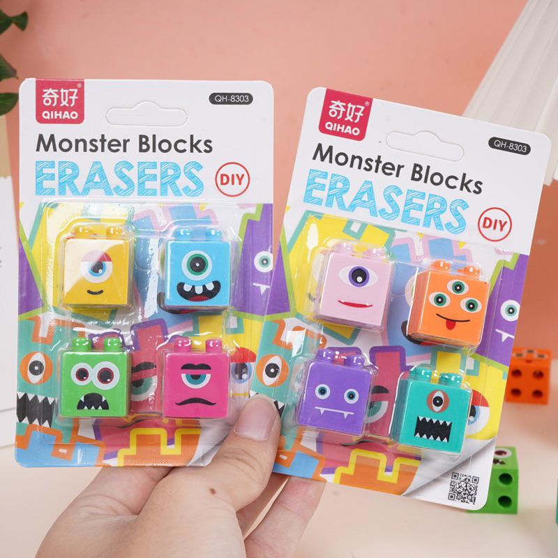 

Set Monster blocks penghapus erasers diy hapusan anak numbers blocks