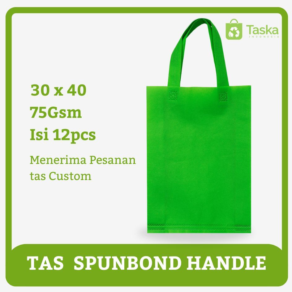 

Tas Press Spunbond Tali 30x40 Per Lusin (warna hijau muda)