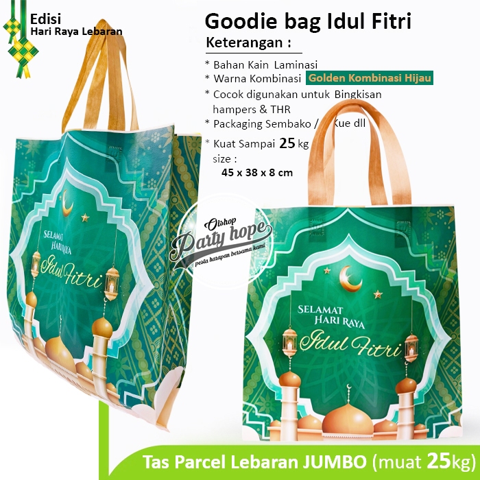 

(isi 12) Tas souvenir Goodie bag Idul Fitri jumbo / tas Lebaran Ramadhan Laminasi tebal kuat grosir