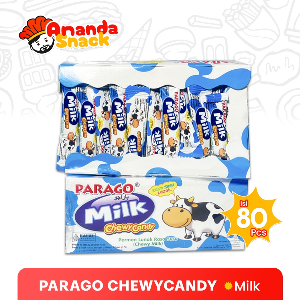 

Parago Milk Chewy Candy - Permen Lunak Rasa Susu 1 Box isi 80 Pcs