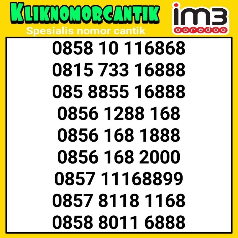 nomor cantik Indosat IM3 168 kartu perdana Indosat 4G&5G A7