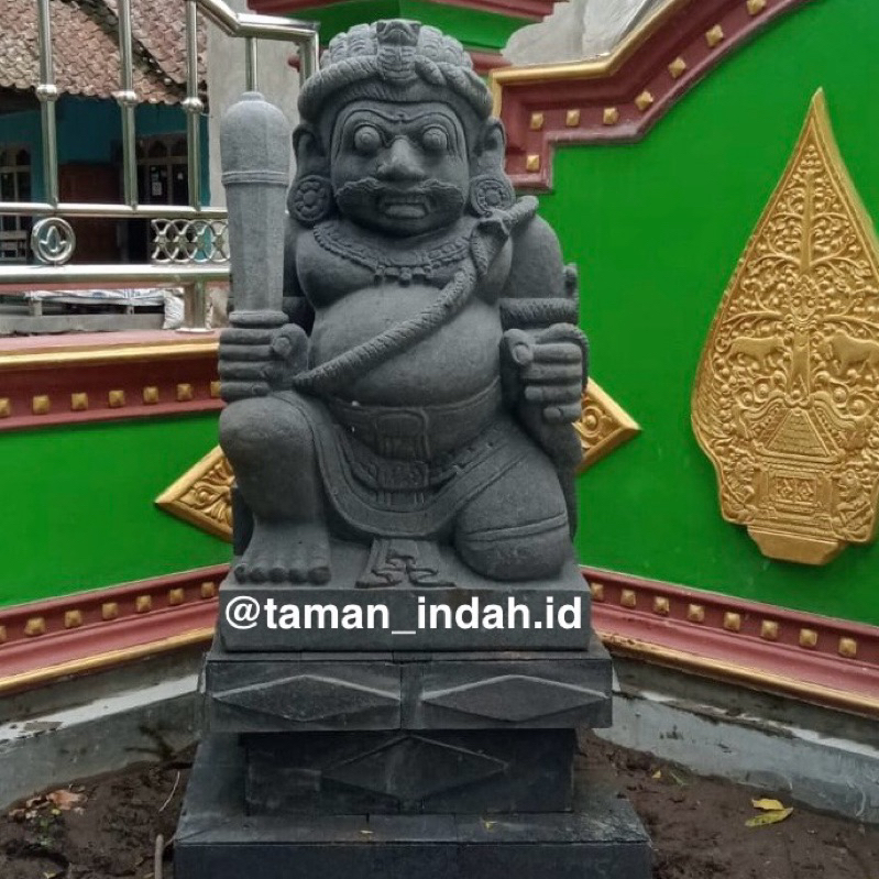 Sepasang Patung Gupala Batu Lava Tinggi 40cm (Harga sudah termasuk dengan dudukan patung tinghi seki