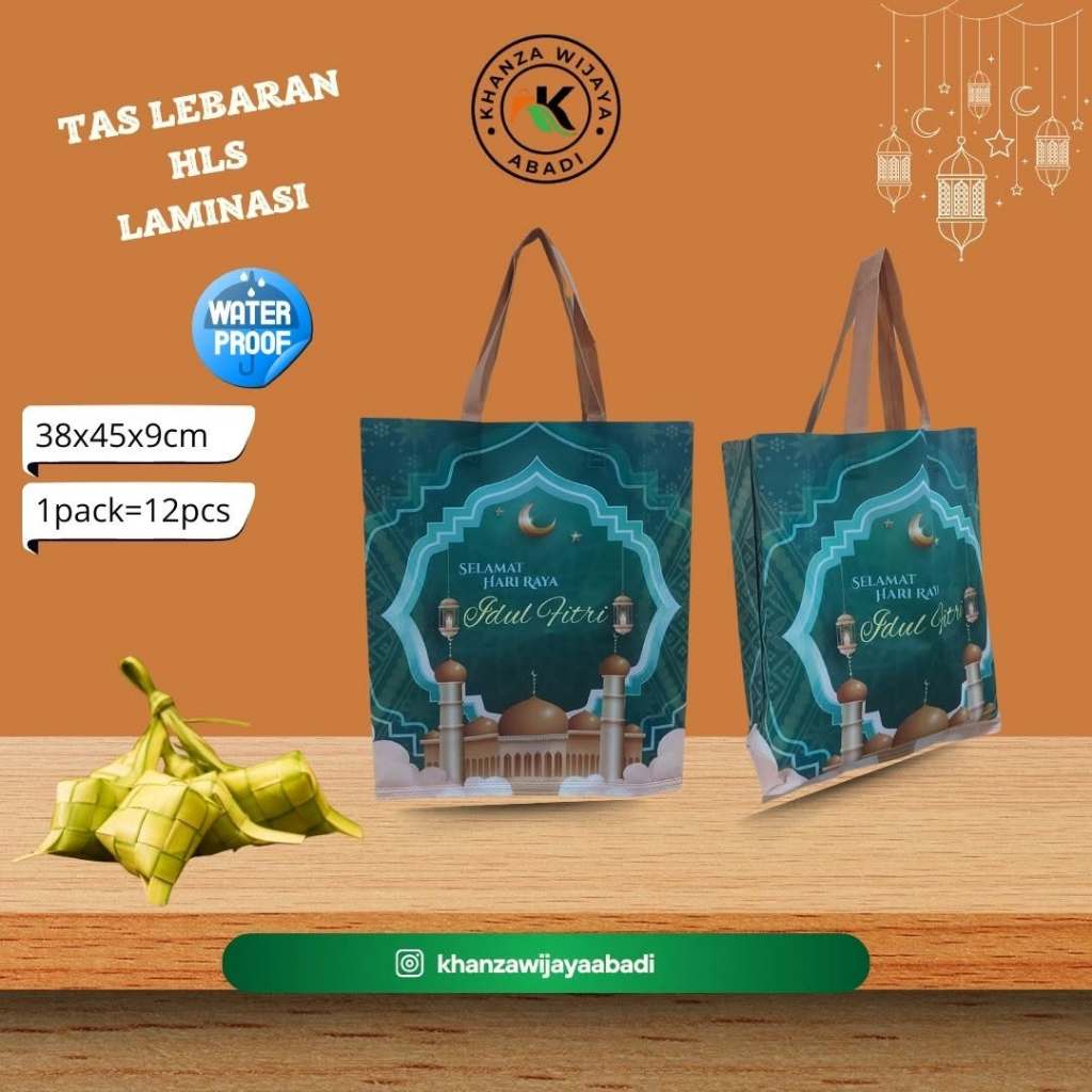 

Tas lebaran Idul Fitri 38x45 / Tas lebaran laminasi uk 38x45x8 / Harga Lusinan / Sablon 4 sisi