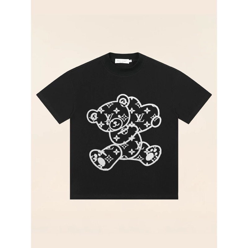 LV T-Shirt,Summer First Classic Louis Vuitton Bear Printed Short Sleeve T-Shirt Unisex